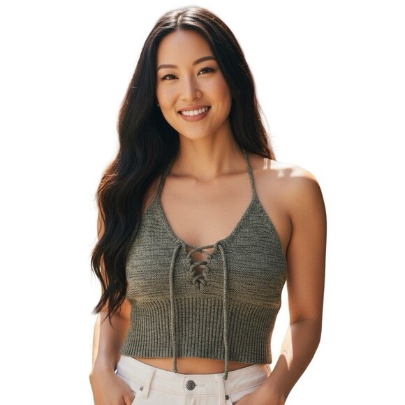 Debut Women’s Knit Olive Green Tank Top Size Small - Picture 1 of 4